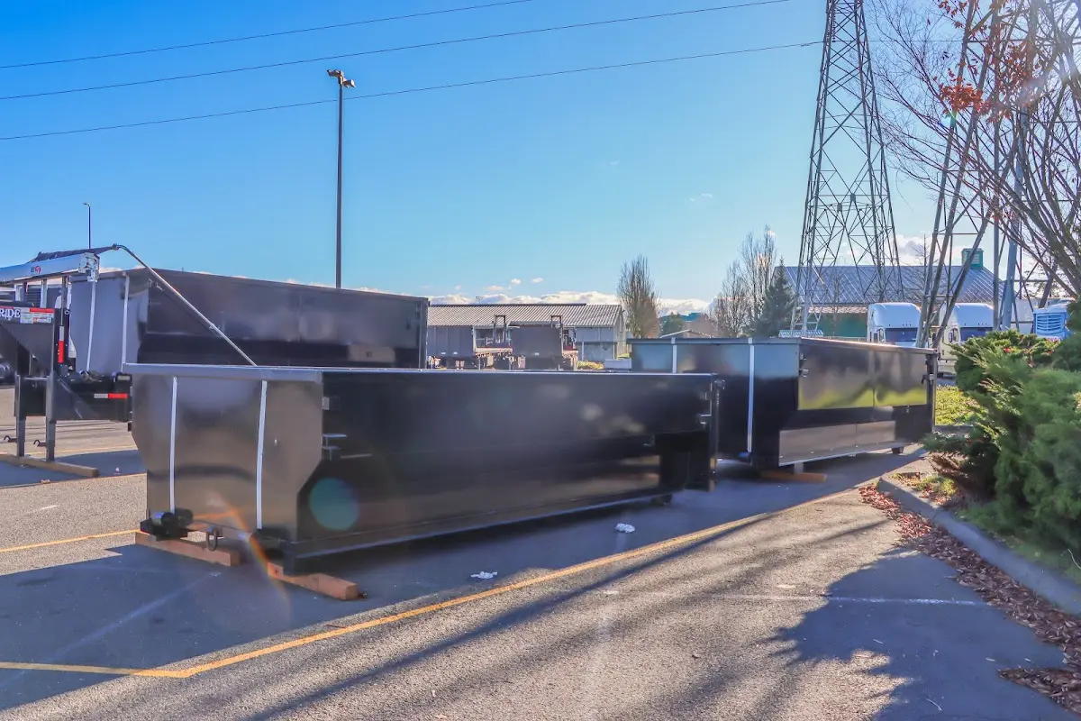 Roll-off dumpster ready for waste disposal at job site for 2 Yard Dumpster Rental in Philadelphia
